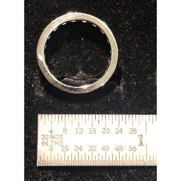 Rhodium over 925 Sterling Silver with Cubic Zirconia Encrusted Band, Size 5 - Picture 5 of 6